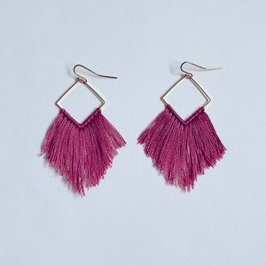 Gold and Rose Pink Tassle Earrings